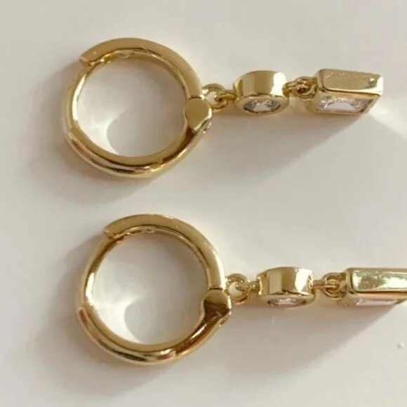 NEW SHASHI Earrings SET Baguette Studs & Crystal Drop Huggie Earrings - Picture 4 of 10